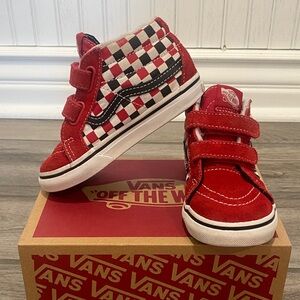 Vans Red and White Checkerboard Kids' High-Tops